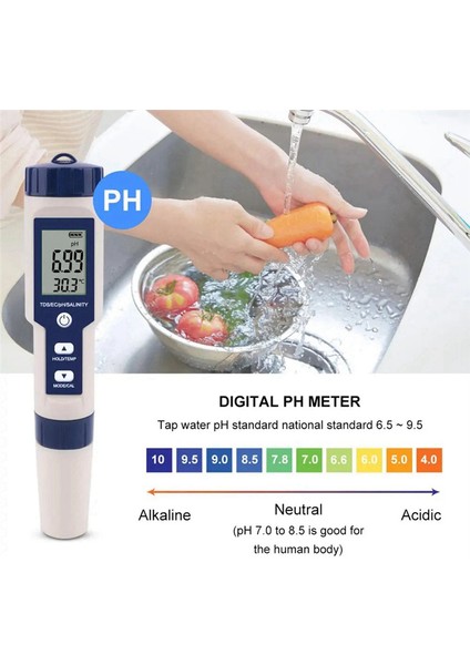 Havuzlar, Içme Suyu ve Akvaryumlar Için 5'i 1 Arada Tds/ec/ph/tuzluluk/sıcaklık Ölçer Dijital Su Kalitesi Monitör Test Cihazı (Yurt Dışından) fırsatları