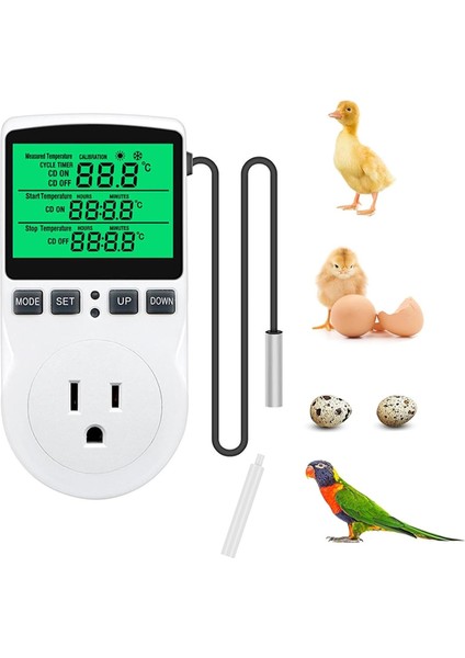 Dijital Sıcaklık Kontrol Cihazı, Arkadan Aydınlatmalı LCD Ekran Termostatı Isıtma Soğutma Çıkış Fişi Sürüngen Kuluçka Makinesi Için Abd Fişi (Yurt Dışından)