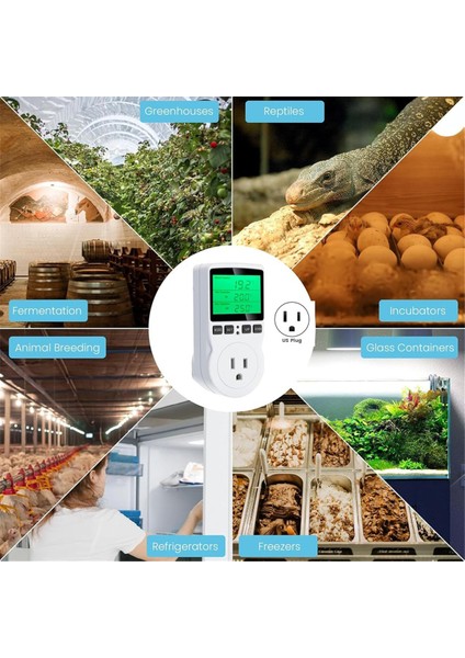 Dijital Sıcaklık Kontrol Cihazı, Arkadan Aydınlatmalı LCD Ekran Termostatı Isıtma Soğutma Çıkış Fişi Sürüngen Kuluçka Makinesi Için Abd Fişi (Yurt Dışından) indirimleri