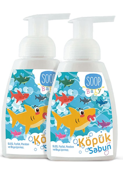 Shark Bebek Köpük Sabun Pudra Kokulu 2 x 300 ML | Vegan Hipoalerjenik
