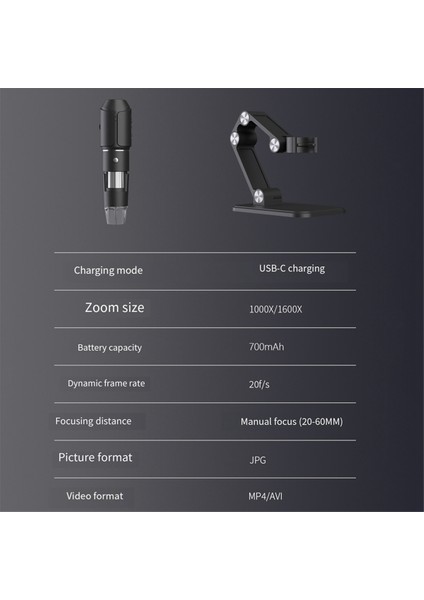 Kablosuz Mikroskop, Wifi USB Dijital El Mikroskobu, 50 Ila 1600X Kablosuz Büyütme, 8 LED Metal Standlı (Yurt Dışından) modelleri