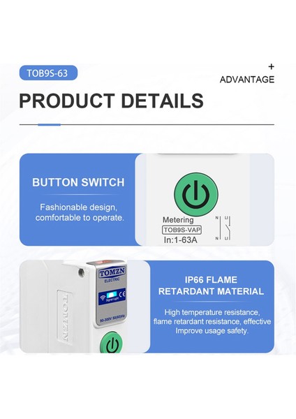 Tomzn TOB9S-VAP Tuya Smartlife 63A 1p+N Wıfı Akıllı Anahtar Enerji Ölçer Kwh Ölçüm Izleme Devre Kesici Zamanlayıcı Röle Mcb (Yurt Dışından) indirimleri