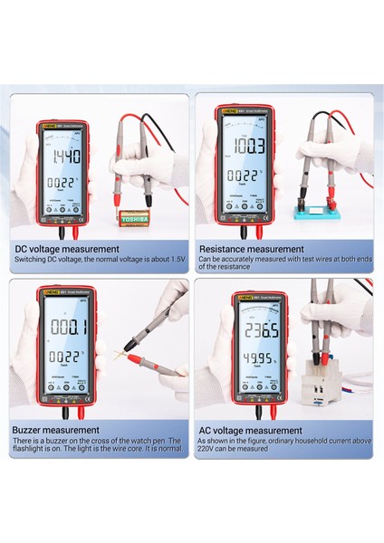 Aneng 681 Şarj Edilebilir Dijital Multimetre Temassız Voltaj Test Cihazı Ac/dc Voltaj Ölçer LCD Ekranlı Akım Test Cihazı Kırmızı (Yurt Dışından) indirimleri