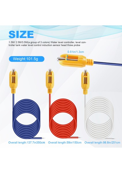 1,5m/ 2,5m/3,5m (3 Renk Grubu) Su Seviye Kontrolörü, Seviye Kontrolörü Tank Su Seviyesi Kontrolü Indüksiyon Sensör Başlığı Üç Prob (Yurt Dışından) fırsatları