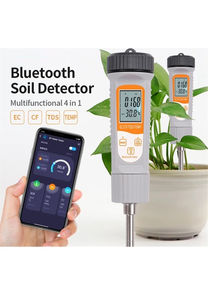 Bluetooth Ec/tds/cf Sıcaklık Ölçerli 4'ü 1 Arada Toprak Test Cihazı Hidroponik Dikim Bahçe Sera Için Toprak Dedektörü (Yurt Dışından) fiyatları