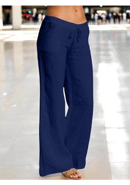 Günlük Rahat Kesim Kadın Keten Pantolon