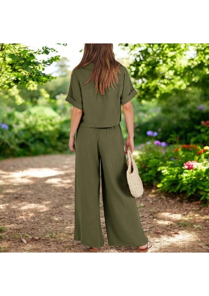 Yazlık Rahat V Yaka Keten Takım modelleri