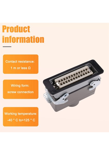 Dikdörtgen H24B-HE-024-1 Ağır Hizmet Konnektörleri Güç 24 Pin Çekirdekler Hat 16A 500V Vida Ayakları Havacılık Fiş Soketi, 139X43X72MM (Yurt Dışından) indirimleri