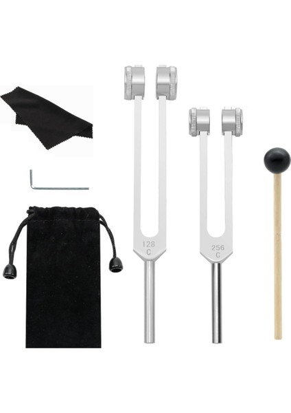 Diyapozon Seti 128 Hz - 256 Hz Alüminyum Alaşımlı Iyileştirici Diyapozon Silikon Çekiçli (Yurt Dışından)