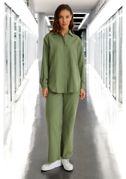 Gömlek Pantolon Rahat Ikili Keten Takım