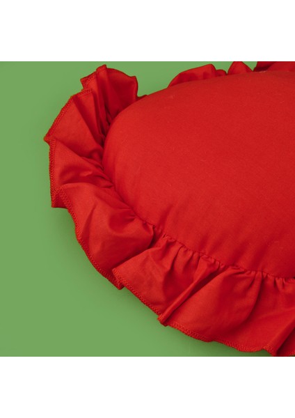 Soft Fırfırlı Kalpli Kırlent - Kırmızı - 49X48 cm fiyatları