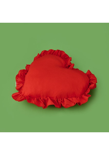 Soft Fırfırlı Kalpli Kırlent - Kırmızı - 49X48 cm modelleri