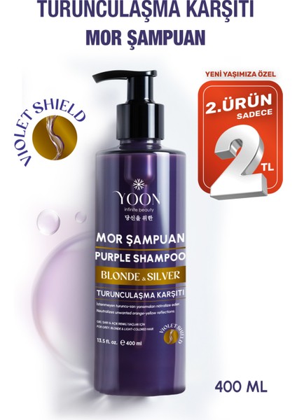 Mor Şampuan 400ML – Turunculaşma Engeller, Sarı, Gri, Platin Saçlara Özel Renk Koruyucu