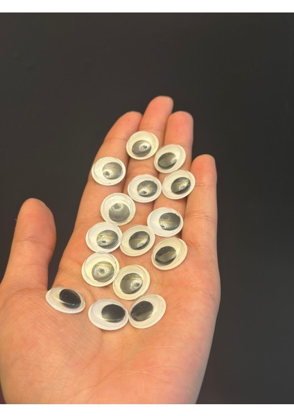 15 Adet 1 cm Plastik Yapıştırma Oynar Göz Oyuncak Bebek Göz