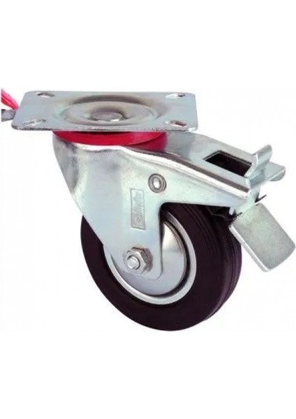 Servis Tekeri - Frenli Tablalı Siyah Döner - Çap 80 mm