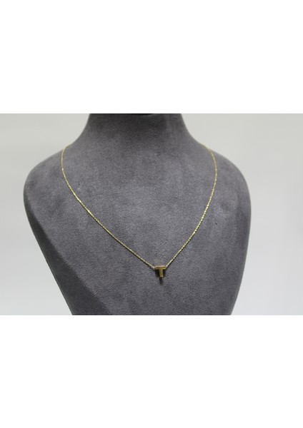 14 Ayar Altın T Harfi Kolye Zinciriyle Beraber