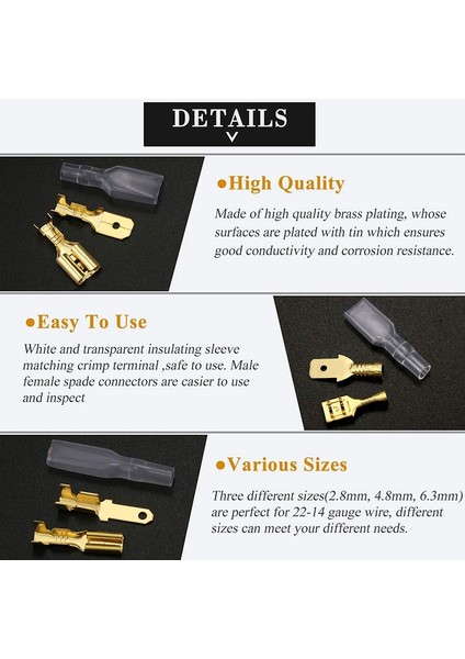 200PCS Dişi Erkek Kürek Kıvrım Terminalleri 22-16 Awg Otomobil Ses Hoparlörü Için Kol Tel Şartı Konnektörü, 6.3mm (Yurt Dışından) indirimleri