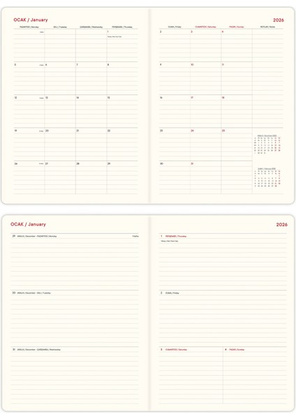 2026 Yılı 20X27 cm Keten Haftalık Planlayıcı Ajanda Bordo indirimleri