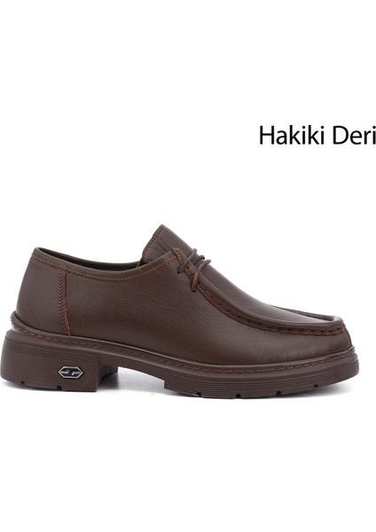 Kadın Kahve Bağcıklı Hakiki Deri Comfort Ayakkabı