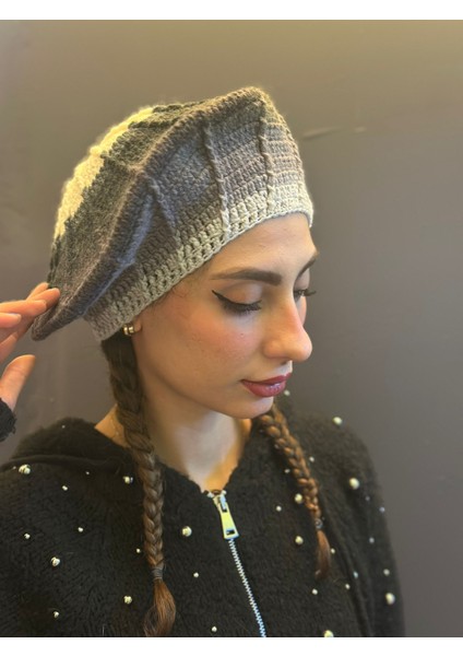 Gri Füme El Örgüsü Fransız Ressam Bere modelleri