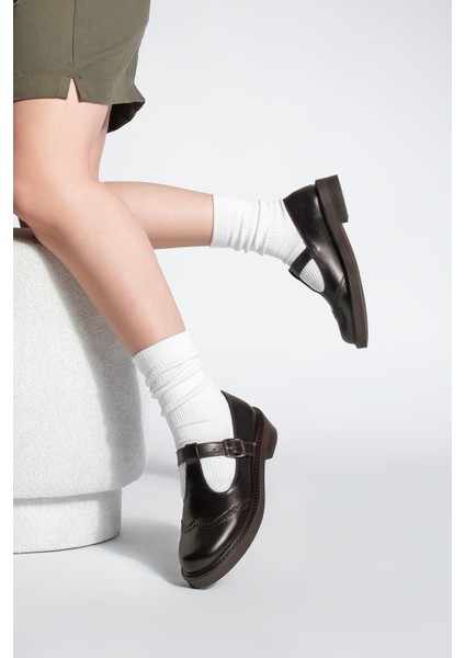 Kadın Loafer Çift Yüzlü Bantlı Günlük Ayakkabı Titra Kahve fırsatları