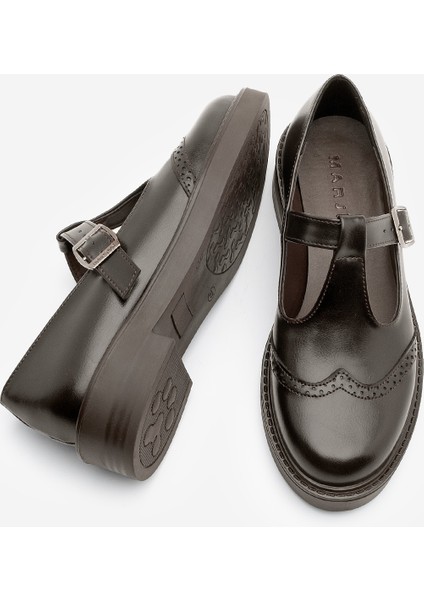 Kadın Loafer Çift Yüzlü Bantlı Günlük Ayakkabı Titra Kahve