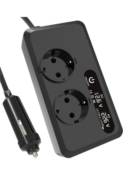 200W Araç Inverter Dc 12V Ila 230V Ac Güç Invertörleri USB Bağlantı Noktaları Şarj Cihazı Adaptör Araç Fiş Dönüştürücü LED Ekranı Ab Fişi (Yurt Dışından)