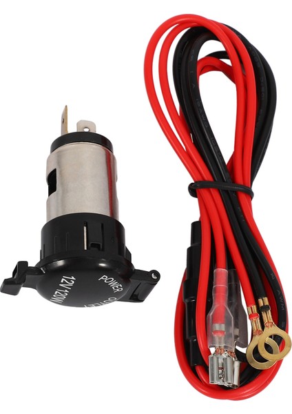 Evrensel 12V-24V 120W Su Geçirmez Araba Kadın Çakta Çar Güç Soketi Outlet Adaptör Fişi Kapanış Kapağı, Kablolama Bağlantı Kiti Araba (Siyah) (Yurt Dışından)