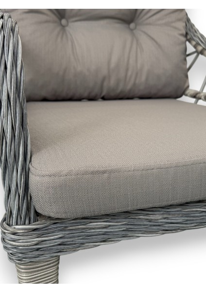 Kaş 2+1+1+Sehpa Bahçe Balkon Mobilyası,gri Kumaş /gri Rattan fiyatları