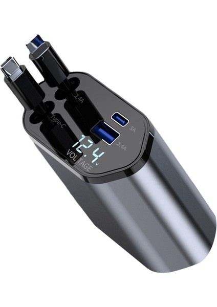Araba Geri Çekilebilir Araba Şarj Cihazı 2 USB Bağlantı Noktası 120W Süper Hızlı Şarj Flaş Şarjı 4-1 In-1 Inter Figara, A Destek (Yurt Dışından) fiyatları