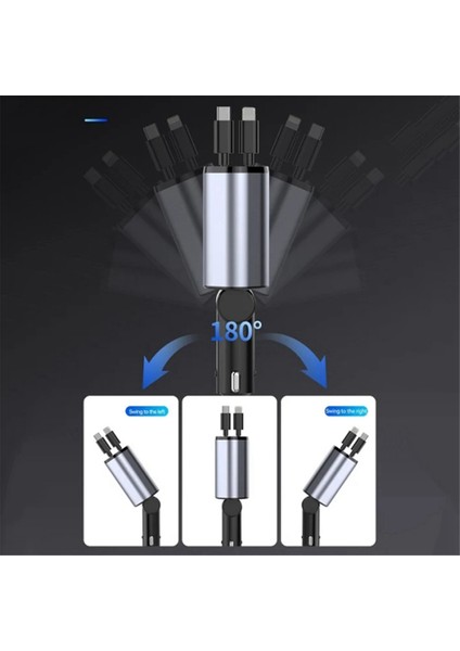 Araba Geri Çekilebilir Araba Şarj Cihazı 2 USB Bağlantı Noktası 120W Süper Hızlı Şarj Flaş Şarjı 4-1 In-1 Inter Figara, A Destek (Yurt Dışından) modelleri