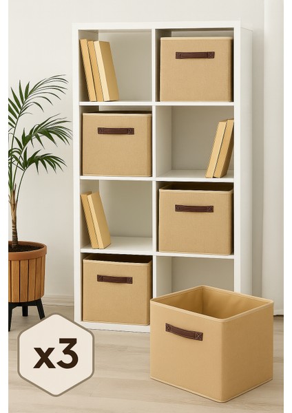 3 Adet Jüt Kapaksız Dolap Içi Çamaşır Oyuncak Düzenleyici Katlanır Saklama Kutusu Organizer 30X30X30