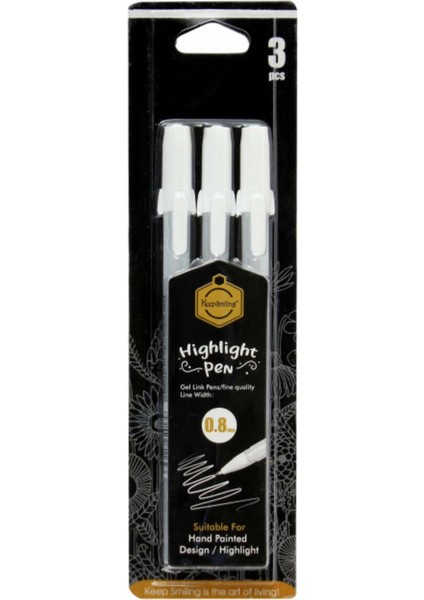 Beyaz Jel Kalem Seti 0.8 Mm. 3'lü