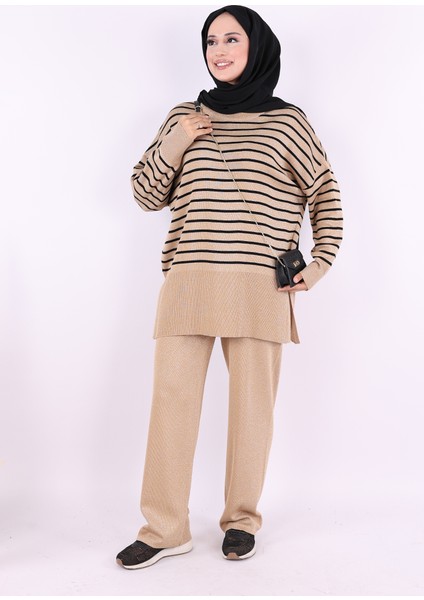 9408 Simli Çizgili Triko Takım Taba