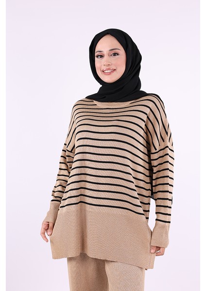 9408 Simli Çizgili Triko Takım Taba fırsatları
