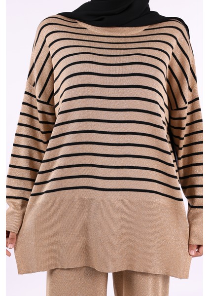 9408 Simli Çizgili Triko Takım Taba indirimleri