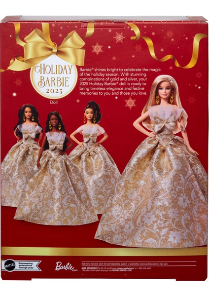 Barbıe® 2025 Mutlu Yıllar Bebeği Gümüş ve Altın Rengi Elbisesiyle Sarı Saçlı, Sezona Özel Koleksiyon Ürünü JBH95