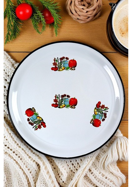 50 No Emaye Sini Sofra, Yemek Sunum Tepsi, Yer Sofrası Çinko ~48 cm