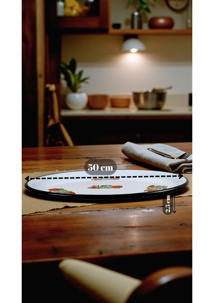 50 No Emaye Sini Sofra, Yemek Sunum Tepsi, Yer Sofrası Çinko ~48 cm fiyatları