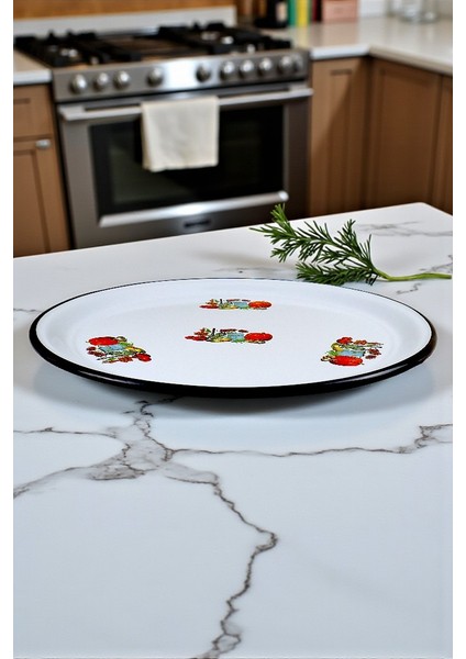 50 No Emaye Sini Sofra, Yemek Sunum Tepsi, Yer Sofrası Çinko ~48 cm modelleri