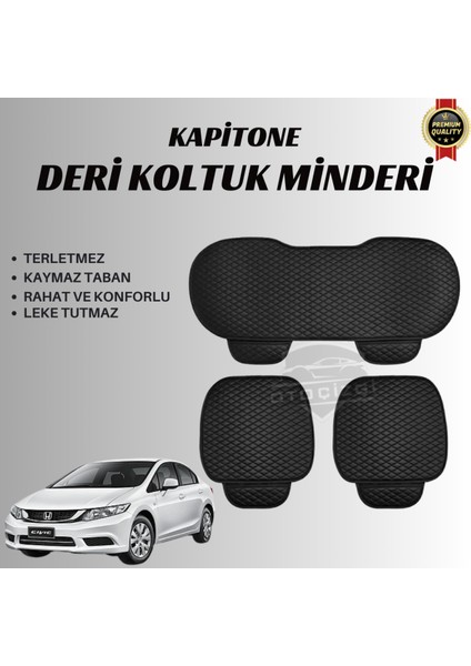 Honda Civic Uyumlu Deri Kapitone Koltuk Minderi Koruma Kılıfı – 3’lü Set