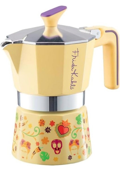 Frida Kahlo - 3 Cup Moka Pot Sarı