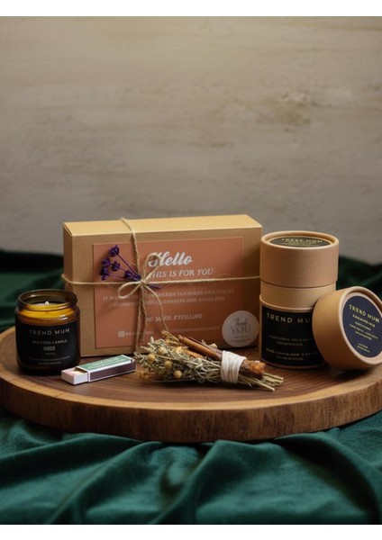 %100 Doğal, Ylang Ylang Kokulu Mum, Konsept Hediyelik Mum, Kibrit, Bolluk Bereket Tütsü Demeti