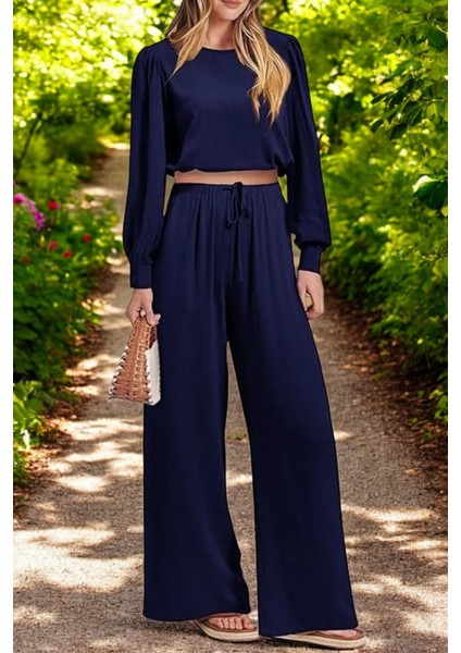 Yazlık Balon Kol Rahat Keten Takım