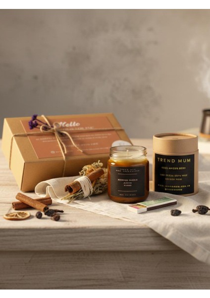 %100 Doğal, Yeşil Elma Kokulu Mum, Konsept Hediyelik Mum, Kibrit, Bolluk Bereket Tütsü Demeti fiyatları