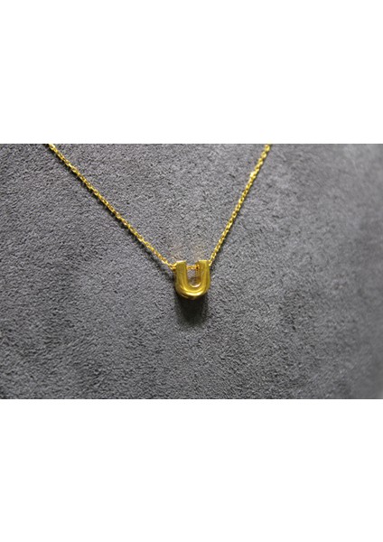 14 Ayar Altın U Harfi Kolye Zinciriyle Beraber fiyatları