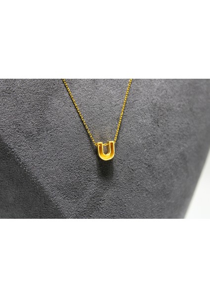 14 Ayar Altın U Harfi Kolye Zinciriyle Beraber indirimleri