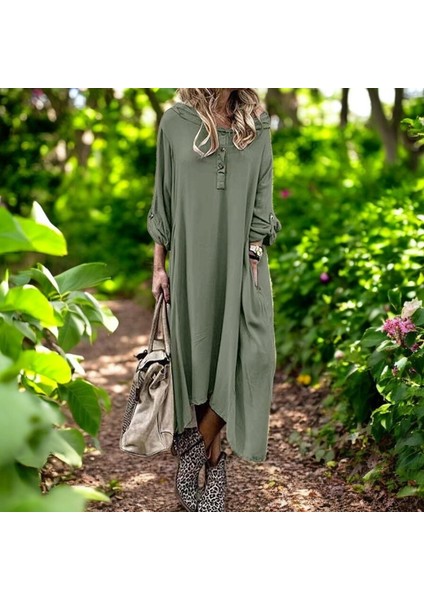 Yazlık Cepli Keten Elbise