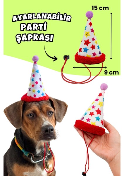 Köpek Parti Kutusu 3'lü Set | Parti Şapkası, Peluş Pasta, Peluş Hediye Kutusu