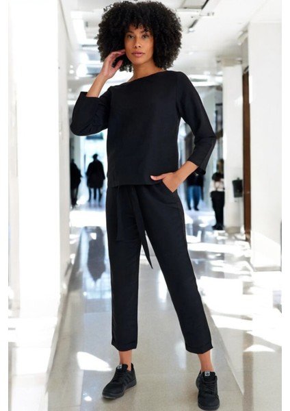 Yazlık Beli Kemerli Alt Üst Keten Takım